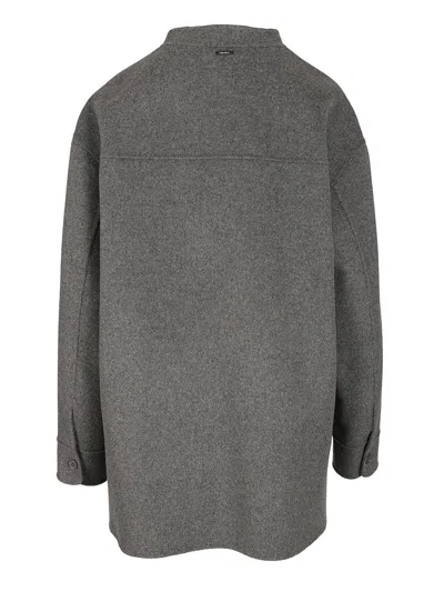Max Mara Wool Shirt Jacket Jackets Grey In Green