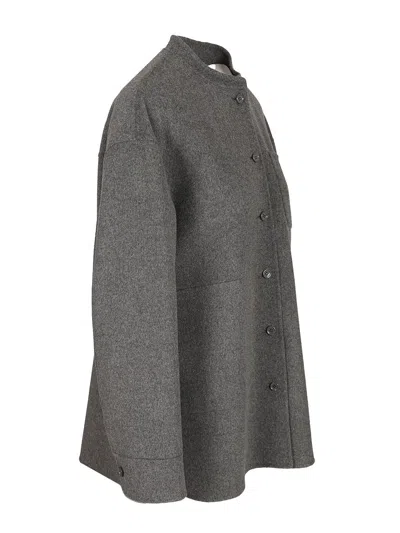 Max Mara Wool Shirt Jacket Jackets Grey In Green