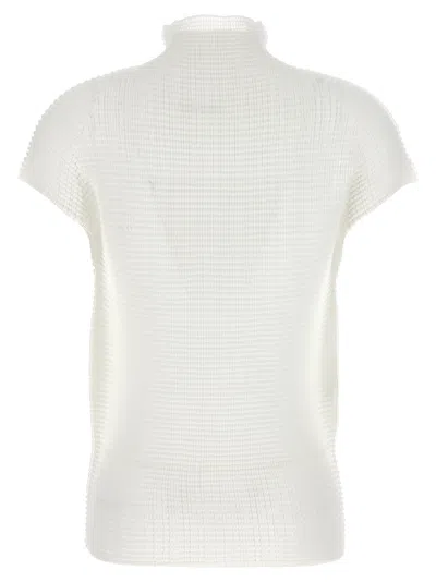 Issey Miyake Wooly Pleated High-neck Top In White