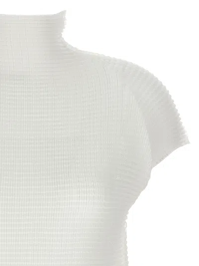 Issey Miyake Wooly Pleated High-neck Top In White