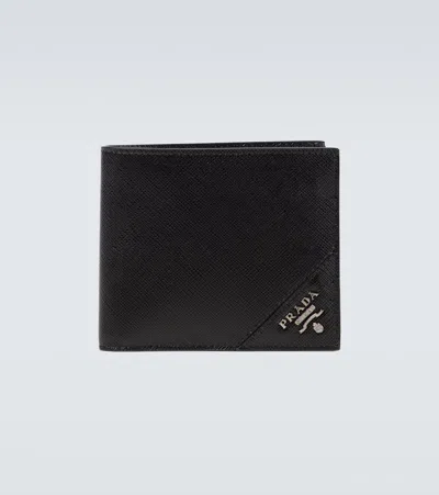Prada Saffiano Leather Billfold Wallet In Black