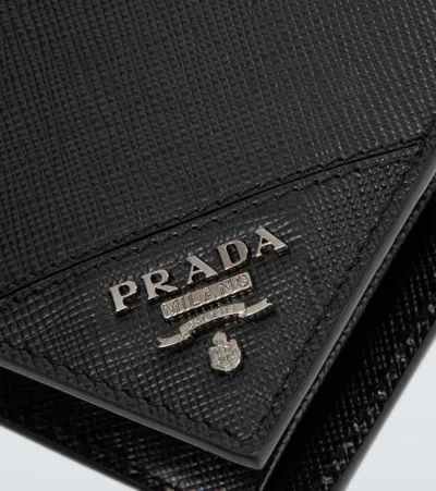 Prada Saffiano Leather Billfold Wallet In Black