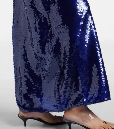 Rotate Birger Christensen Sequined Maxi Dress In Blue
