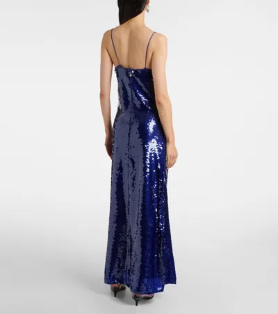 Rotate Birger Christensen Sequined Maxi Dress In Blue