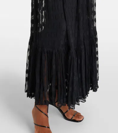 Ulla Johnson Soraya Polka-dot Tie-neck Mesh Maxi Dress In Black