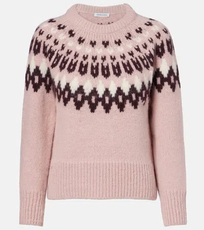 Veronica Beard Anne Fairisle Puff-sleeve Sweater In Pink
