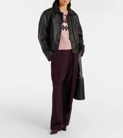 Veronica Beard Anne Fairisle Puff-sleeve Sweater In Pink