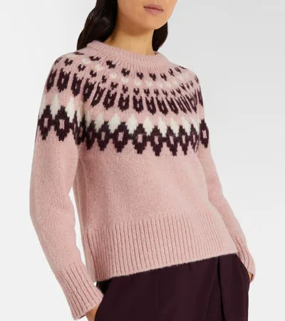Veronica Beard Anne Fairisle Puff-sleeve Sweater In Pink