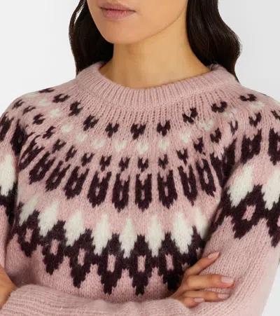 Veronica Beard Anne Fairisle Puff-sleeve Sweater In Pink
