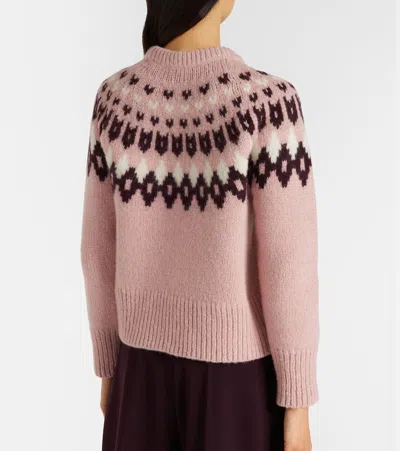 Veronica Beard Anne Fairisle Puff-sleeve Sweater In Pink