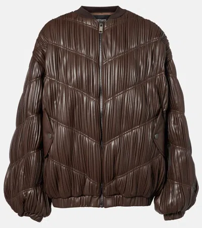 Rotate Birger Christensen Pleated Bomber Jacket In Brown