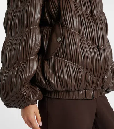 Rotate Birger Christensen Pleated Bomber Jacket In Brown