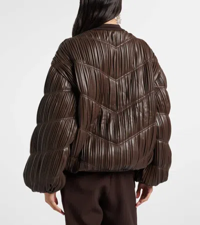 Rotate Birger Christensen Pleated Bomber Jacket In Brown