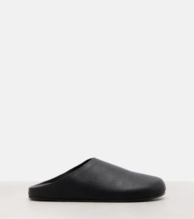 The Row Hammered Leather Sandals In Black