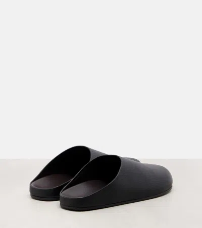 The Row Hammered Leather Sandals In Black