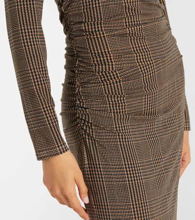 Veronica Beard Charissa Houndstooth Jersey Maxi Dress In Brown