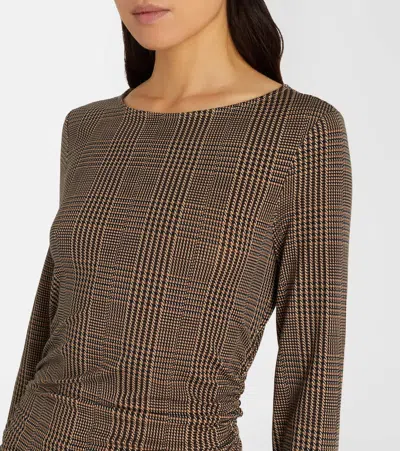 Veronica Beard Charissa Houndstooth Jersey Maxi Dress In Brown