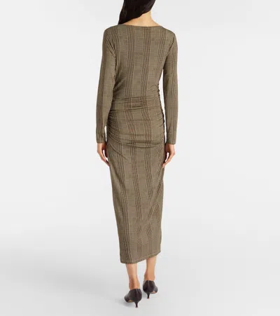 Veronica Beard Charissa Houndstooth Jersey Maxi Dress In Brown