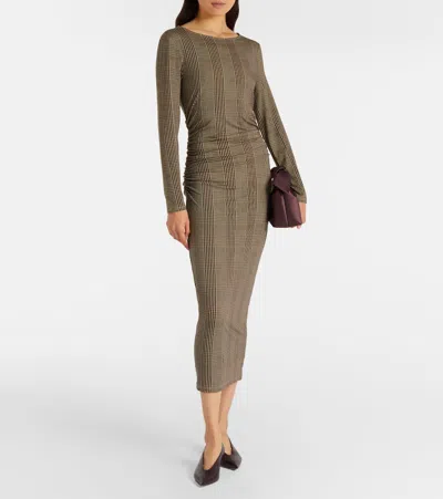 Veronica Beard Charissa Houndstooth Jersey Maxi Dress In Brown