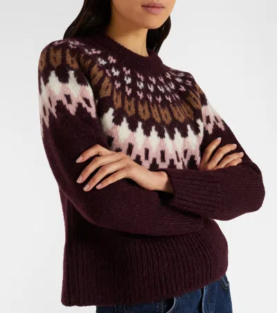 Veronica Beard Anne Fairisle Pullover In Raisin Multi In Brown