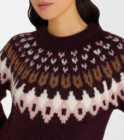 Veronica Beard Anne Fairisle Pullover In Raisin Multi In Brown