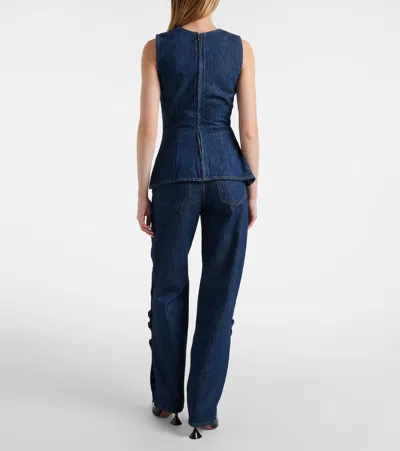Rotate Birger Christensen Asymmetric High-rise Straight Jeans In Blue