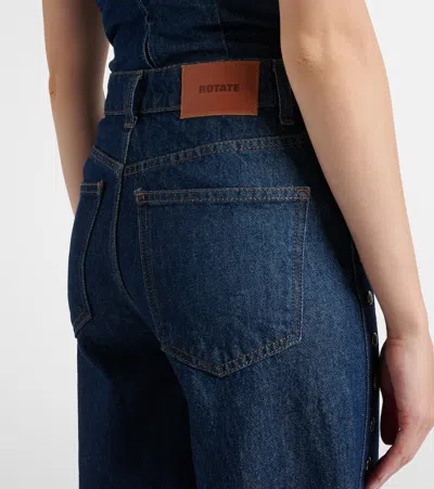 Rotate Birger Christensen Asymmetric High-rise Straight Jeans In Blue