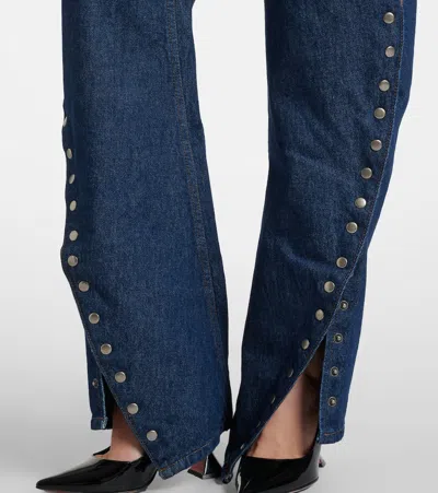Rotate Birger Christensen Asymmetric High-rise Straight Jeans In Blue