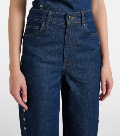 Rotate Birger Christensen Asymmetric High-rise Straight Jeans In Blue