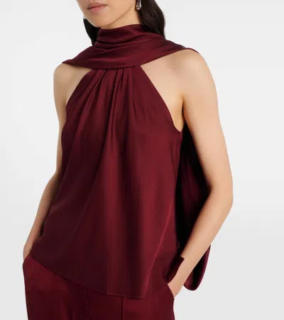 Simkhai Womens Oxblood Scarlett Cape Satin Top In Burgundy