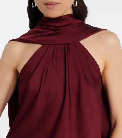 Simkhai Womens Oxblood Scarlett Cape Satin Top In Burgundy