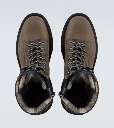 Bogner Seoul Leather-trimmed Suede Lace-up Boots In Brown