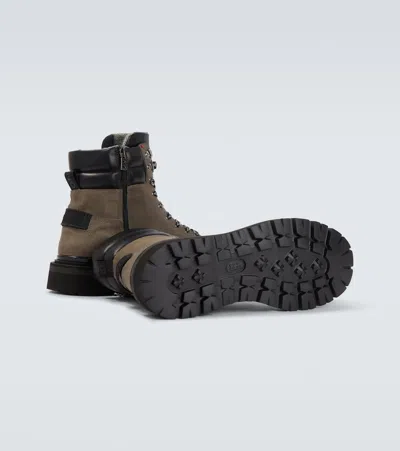 Bogner Seoul Leather-trimmed Suede Lace-up Boots In Brown