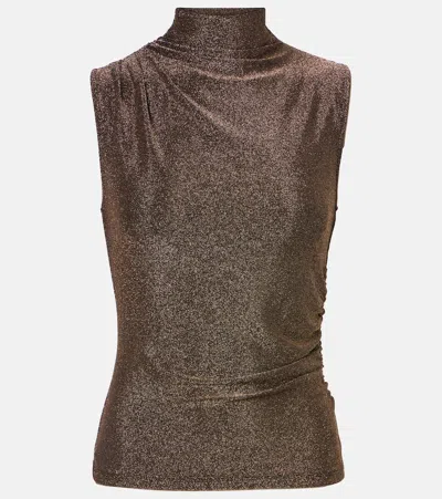 Veronica Beard Mylie Sleeveless Top In Antique Gold Lurex In Brown