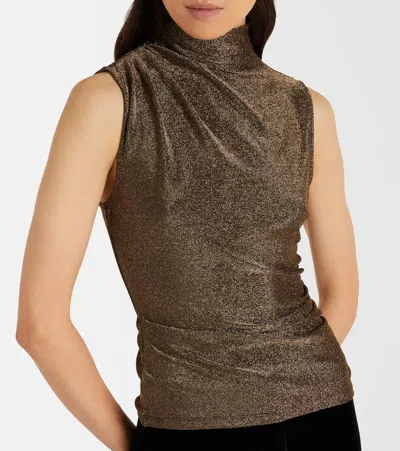 Veronica Beard Mylie Sleeveless Top In Antique Gold Lurex In Brown
