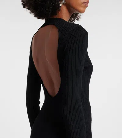 Rotate Birger Christensen Cutout Ribbed-knit Maxi Dress In Multi