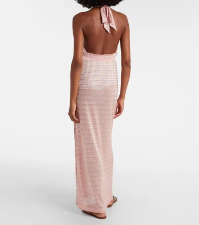 Melissa Odabash Mariah Metallic Halter Cover-up Maxi Dress In Animal Print