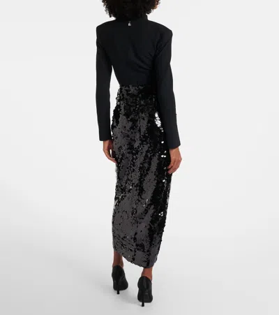 Rotate Birger Christensen Gathered Sequined Maxi Dress In Animal Print