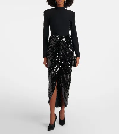 Rotate Birger Christensen Gathered Sequined Maxi Dress In Animal Print