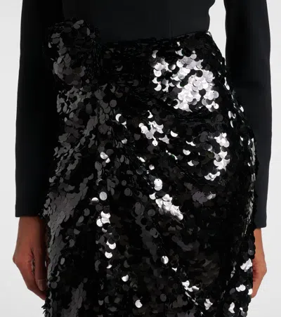 Rotate Birger Christensen Gathered Sequined Maxi Dress In Animal Print