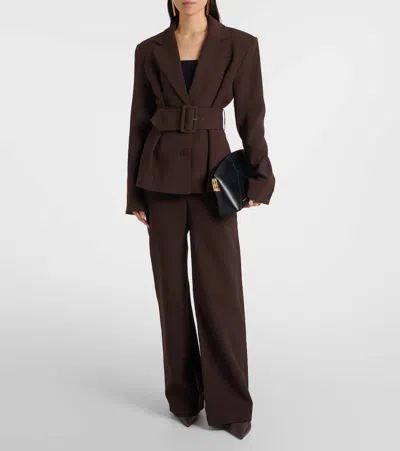 Rotate Birger Christensen High-rise Wide-leg Pants In Animal Print