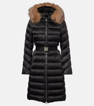 Moncler Womens Black Leersie Long Brand-patch Regular-fit Shell Coat In Multi