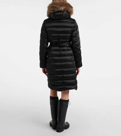 Moncler Womens Black Leersie Long Brand-patch Regular-fit Shell Coat In Multi
