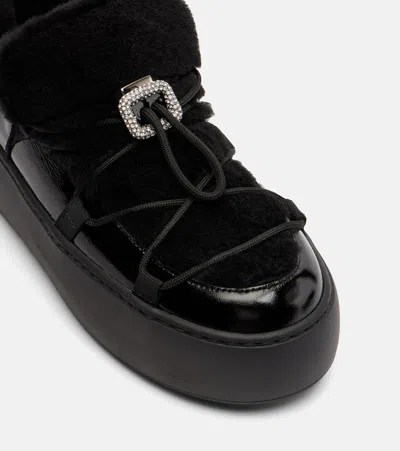 Roger Vivier Viv Up Snow Lace-up Shearling Boots In Black