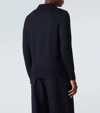 Thom Sweeney Wool Polo Sweater In Black