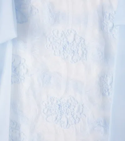 Petite Amalie Bow-detail Embroidered Dress In Blue