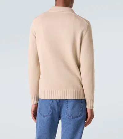 Thom Sweeney Wool Polo Sweater In Brown