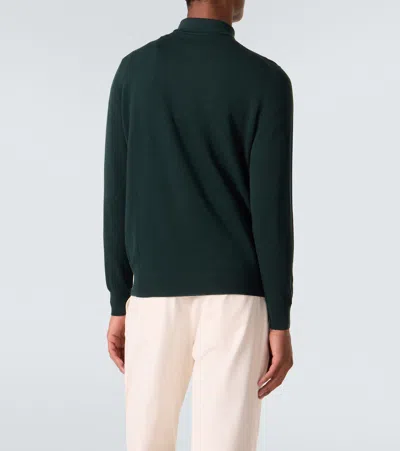 Thom Sweeney Wool Polo Sweater In Green
