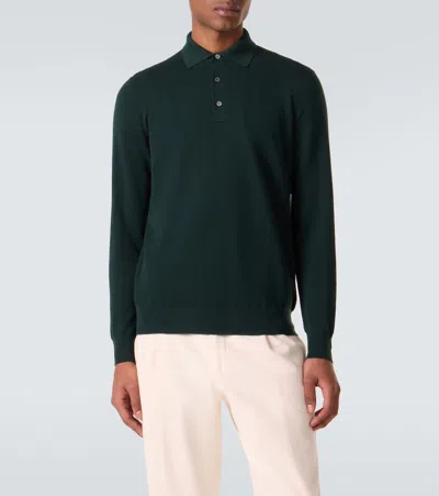 Thom Sweeney Wool Polo Sweater In Green