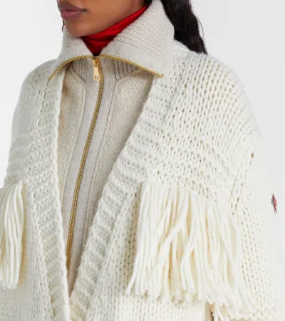 Moncler Fringed Wool-blend Cardigan In White